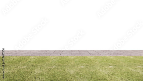 empty lawn and pavement PNG isolated on transparent background 3D rendering. photo