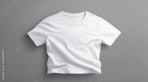 White t-shirt mockup isolated on gray background. Generative AI.
