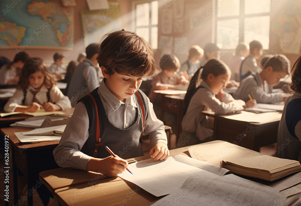 Fototapeta premium AI-generated image of students in a classroom