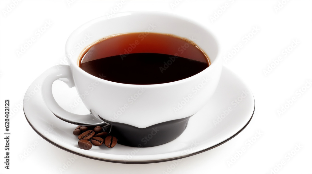 Cup of hot coffee on white background. Generative AI. Cup of hot coffee on white background. Generative AI.