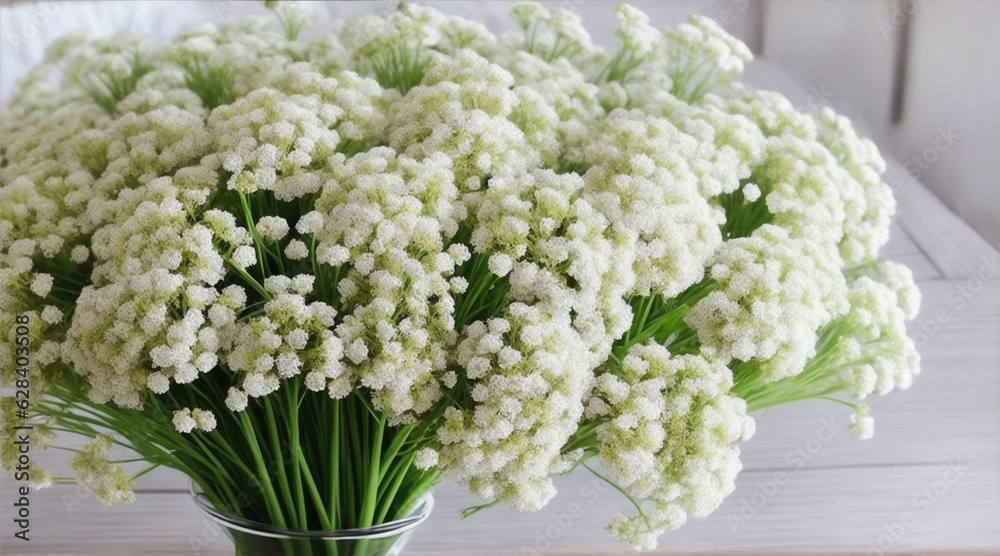 Beautiful decorative baby breath flowers. Generative AI. Beautiful decorative baby breath flowers. Generative AI.