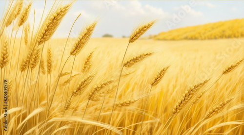 Collaboration of wind and wheat as each sway. Generative AI.