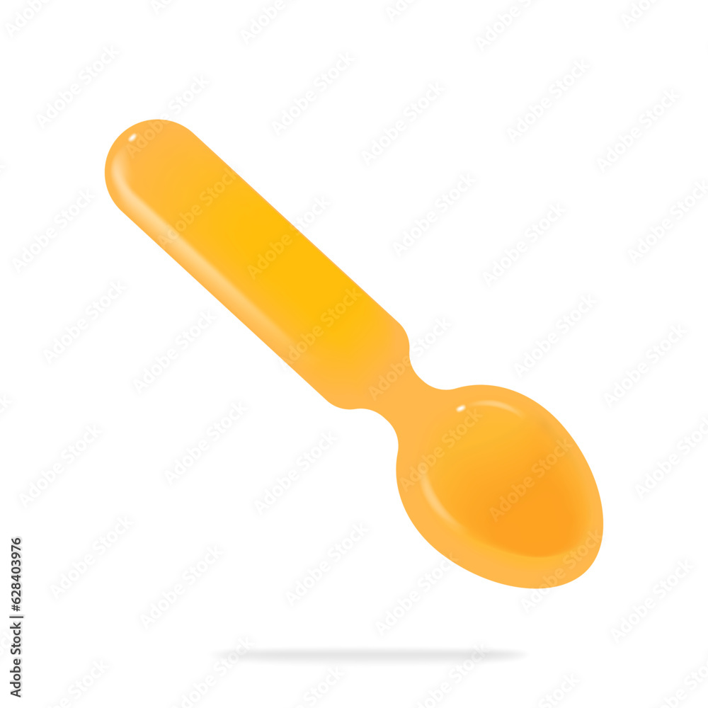Baby plastic spoon 3d vector cartoon icon Baby plastic spoon 3d vector cartoon icon