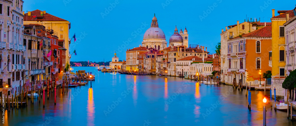 Canals of Venice Italy during summer in Europe, Architecture and landmarks of Venice. Italy Europe at night