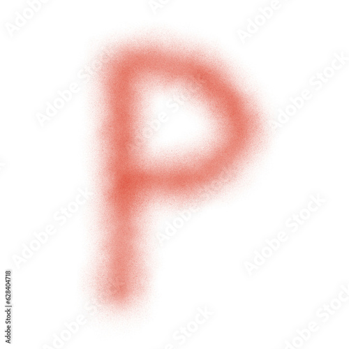 graffiti alphabet P font sprayed in red 