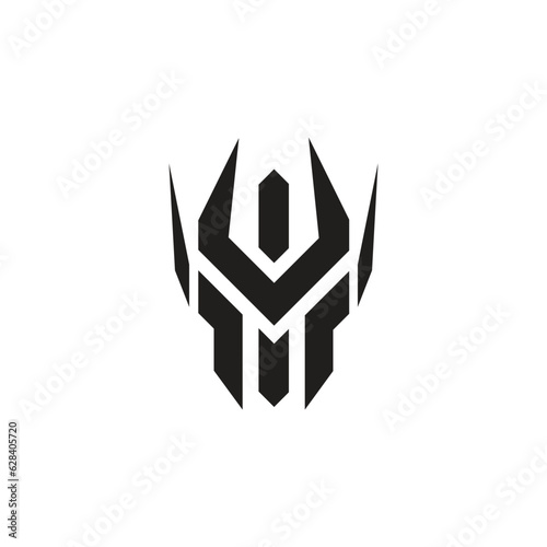 Cyborg robot head, Mech head, vector illustration logo symbol isolated on white background