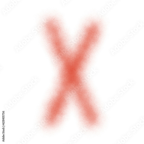 graffiti alphabet X font sprayed in red 