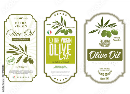 Olive oil retro vintage background collection vector illustration 