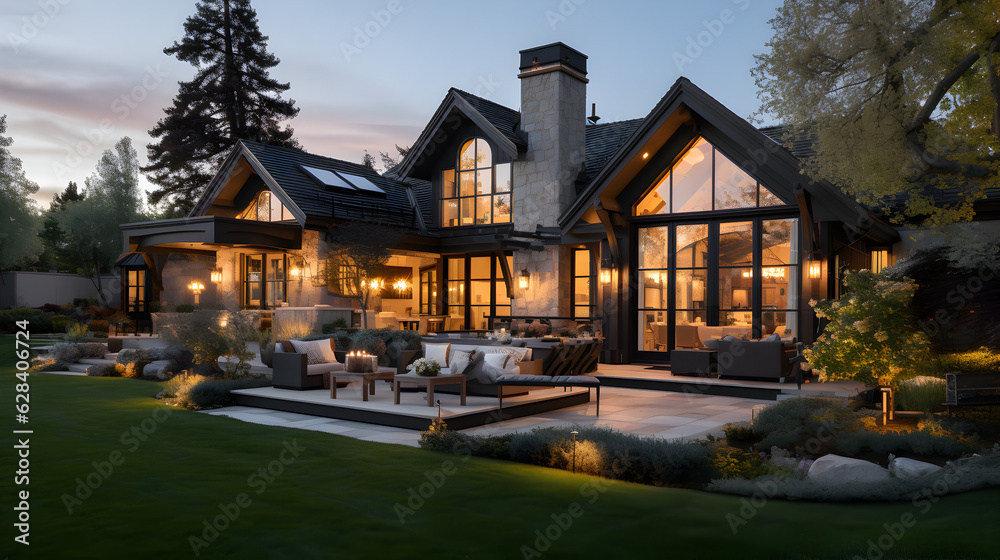 Beautiful modern house style luxury home exterior Generative AI Beautiful modern house style luxury home exterior Generative AI