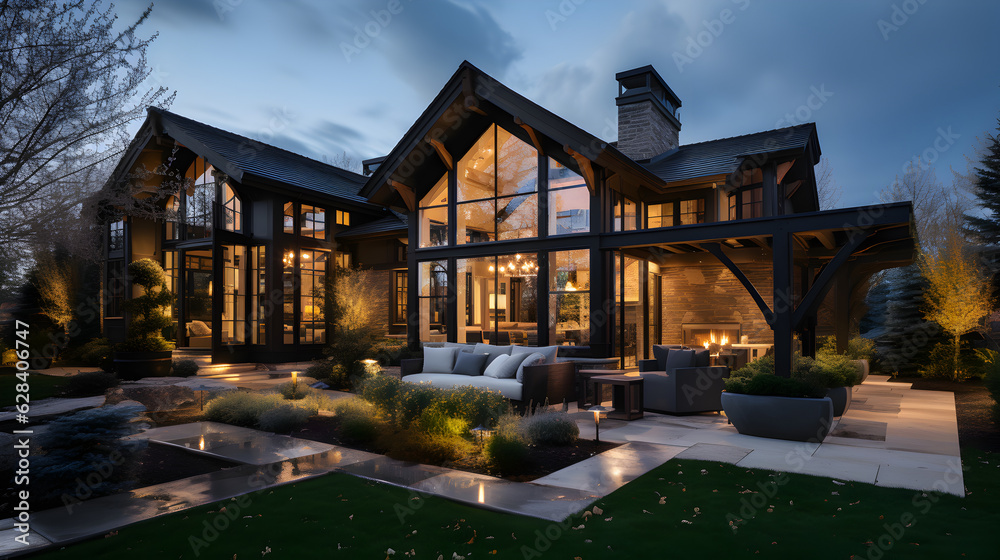 Beautiful modern house style luxury home exterior Generative AI