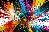 Splatter Art, A captivating splatter art composition featuring a majestic  surrounded by colorful splashes of paint. The splatters form musical notes and symbols, representing the harmonious nature of