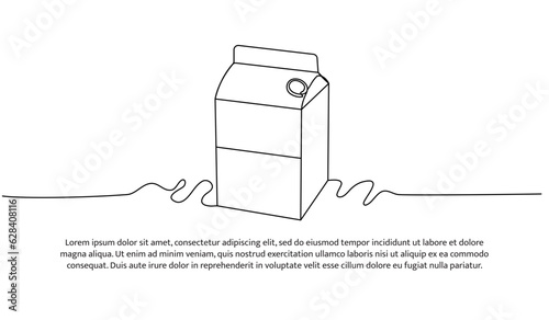 Packaged milk one continuous line design. Decorative elements drawn on a white background.