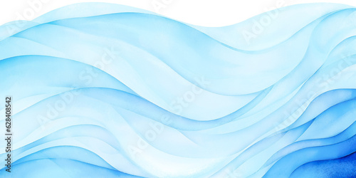 Transparent ocean water wave copy space for text. Isolated blue happy cartoon wave for pool party or ocean beach travel. Web banner, backdrop, background png graphic. Hand painted details 