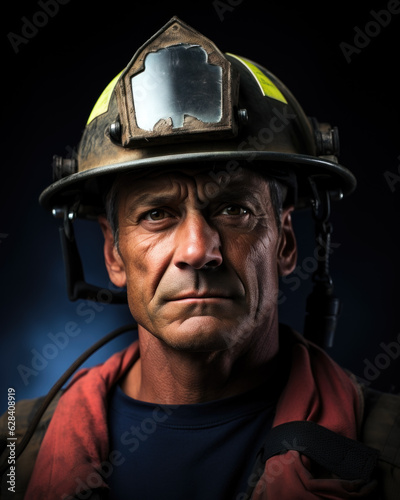 AI generated portrait of usa military veteran after their service in role of firefighter 