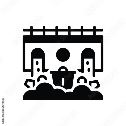 Black solid icon for garbage