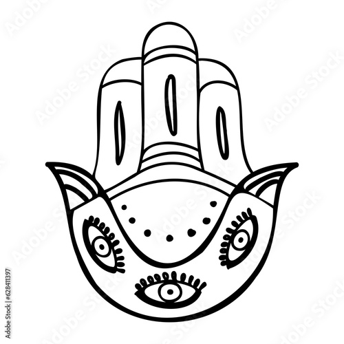 Hand drawn hamsa hand.
