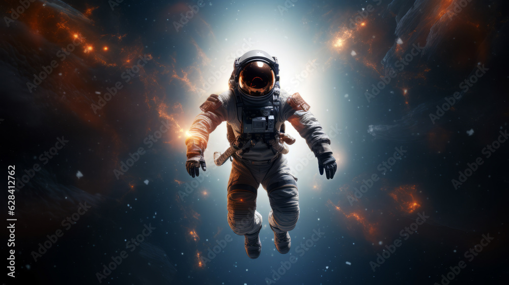 astronaut or spaceman floating in space