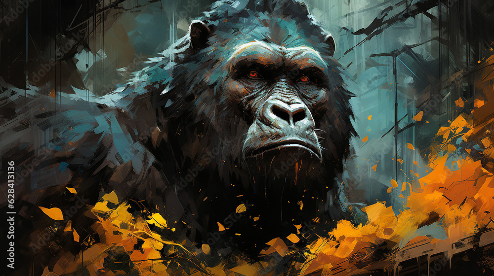 Obraz premium Majestic Gorilla Amidst the Verdant Forest