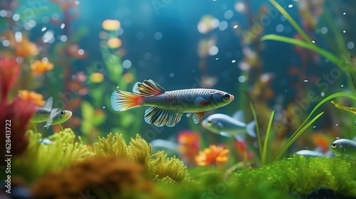 guppy fish in the aquarium colorfull
 photo