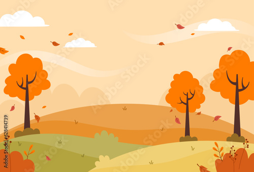 Illustration of natural autumn landscape background vector design