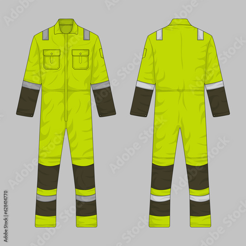Overall workwear mockup front and back view