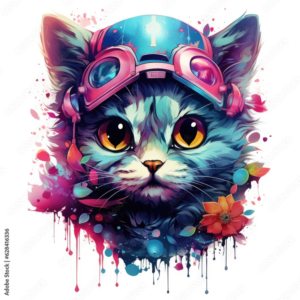 Immerse yourself in the enigmatic allure of AI-generated artistry with this captivating cat illustration, transcending the boundaries of traditional creativity.