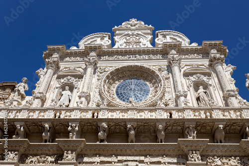 Detail of the Basilica of Holy Cross (Santa Croce) in the historic center of Lecce, Puglia, Italy