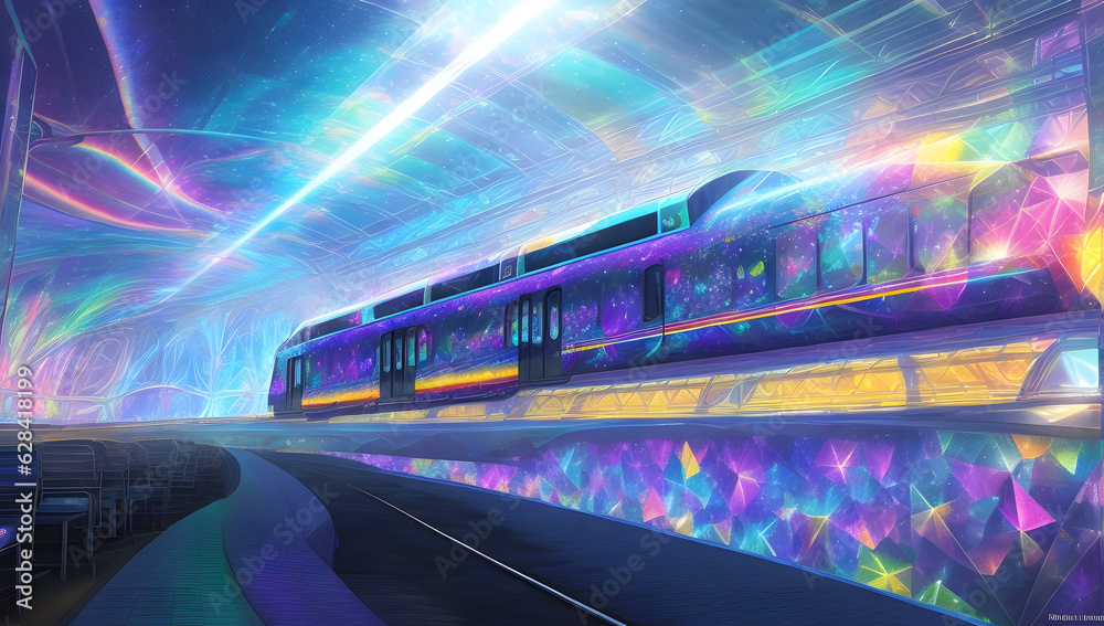 Naklejka premium crystal train in motion wallpaper