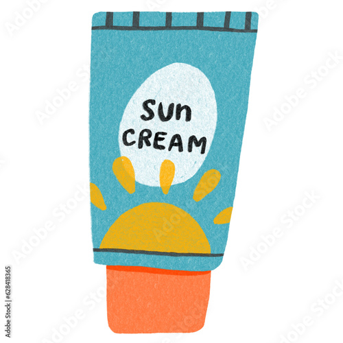 Bathroom Skincare Sun Cream Protection Illustration Hand Drawn Decorative Doodles © Lineprint