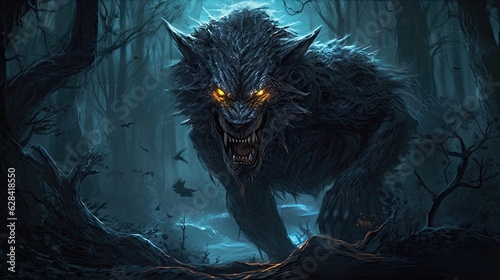 Fotografie, Obraz Deep in the heart of a mysterious jungle a werewolf