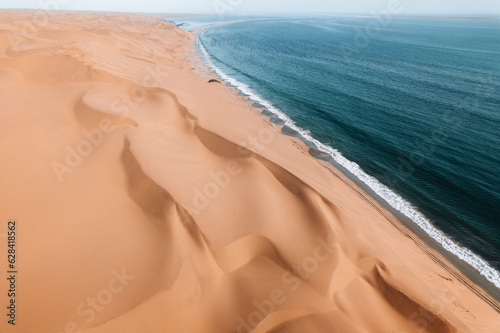 Aerial Drone, Where Desert Meets the Ocean, Sandwich Harbour, Namibia, Africa