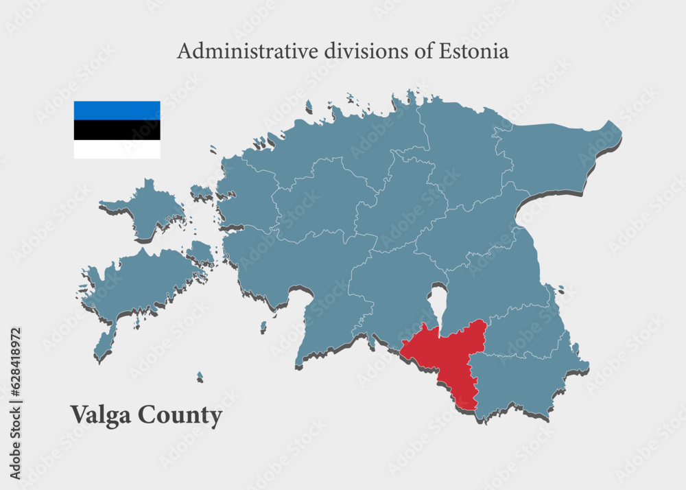 Vector map Estonia, Valga county
