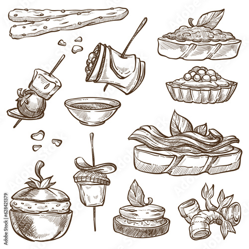 Canapes and starters, appetizers and sandwiches