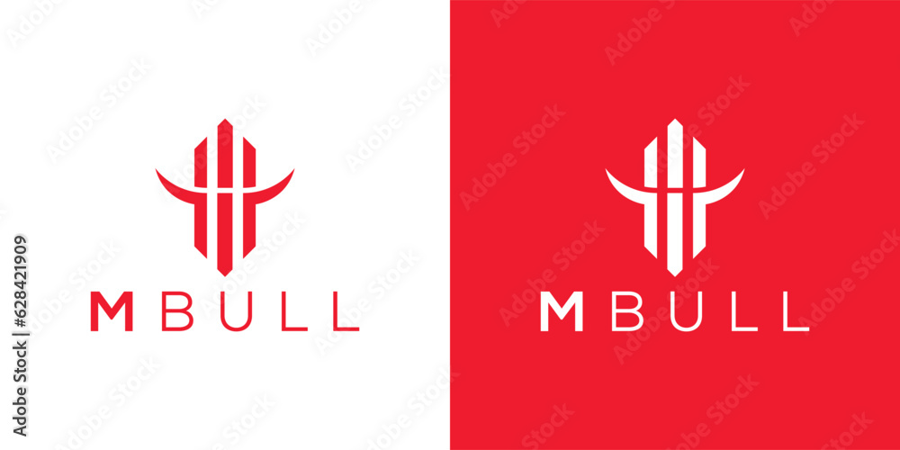 Obraz premium Trendy and Professional letter M bull head logo design vector template