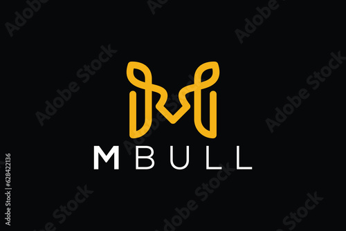 Trendy and Professional letter M bull head logo design vector template