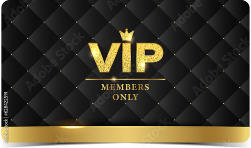 Premium VIP Card. Black and gold luxury vip business card design template.