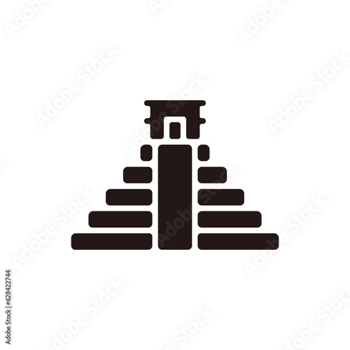 Mayan Ruins icon.Flat silhouette version.