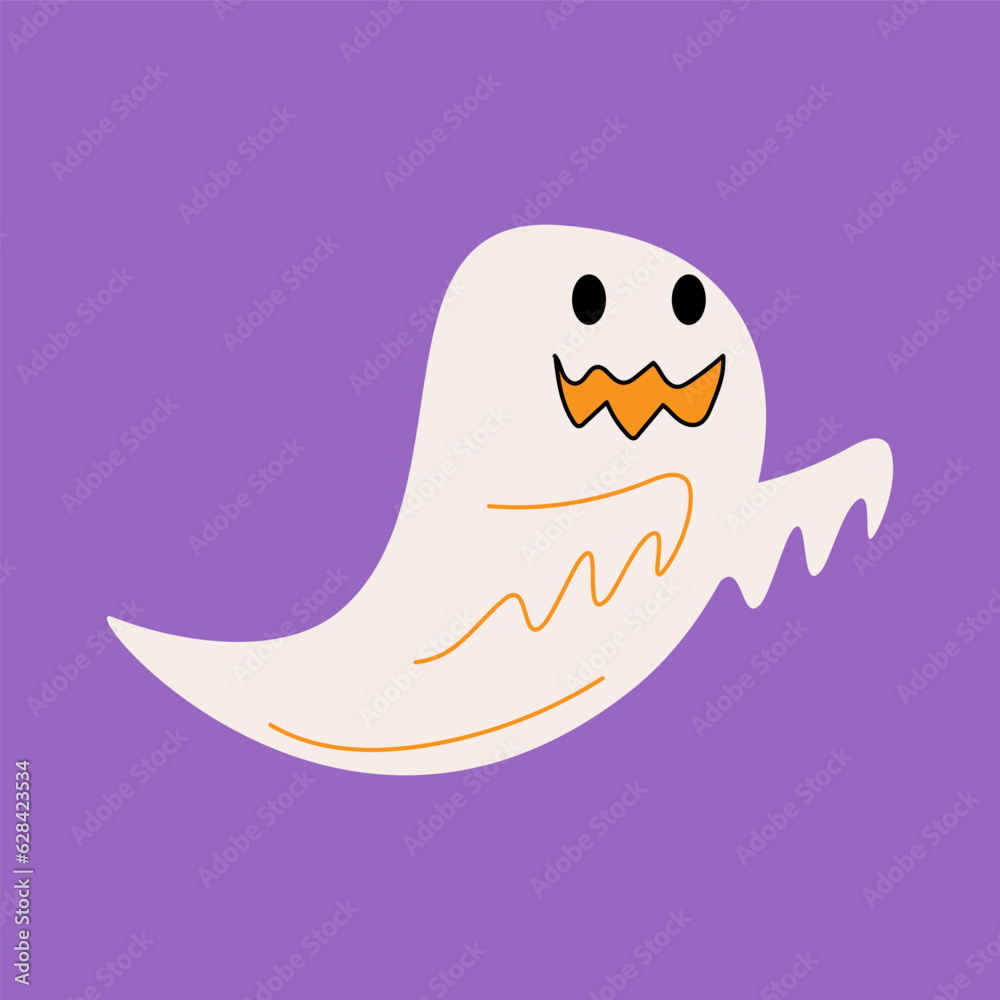 White cloth ghost . Halloween cartoon characters . Vector . White cloth ghost . Halloween cartoon characters . Vector .