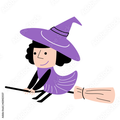 Witch . Halloween cartoon characters . Vector .