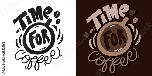 Cute hand drawn doodle lettering postcard about coffee. T-shirt design, mug print, tee design, lettering art.