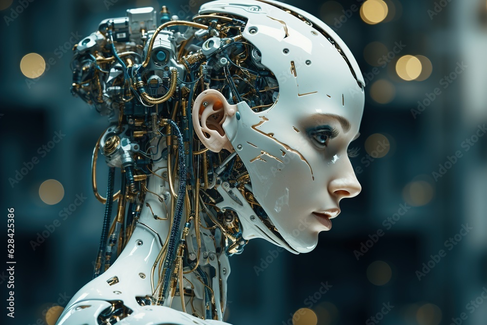 artificial intelligence in the image of a girl, technologies of the future. Generative AI artificial intelligence in the image of a girl, technologies of the future. Generative AI