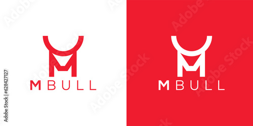 Trendy and Professional letter M bull head logo design vector template