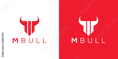 Trendy and Professional letter M bull head logo design vector template