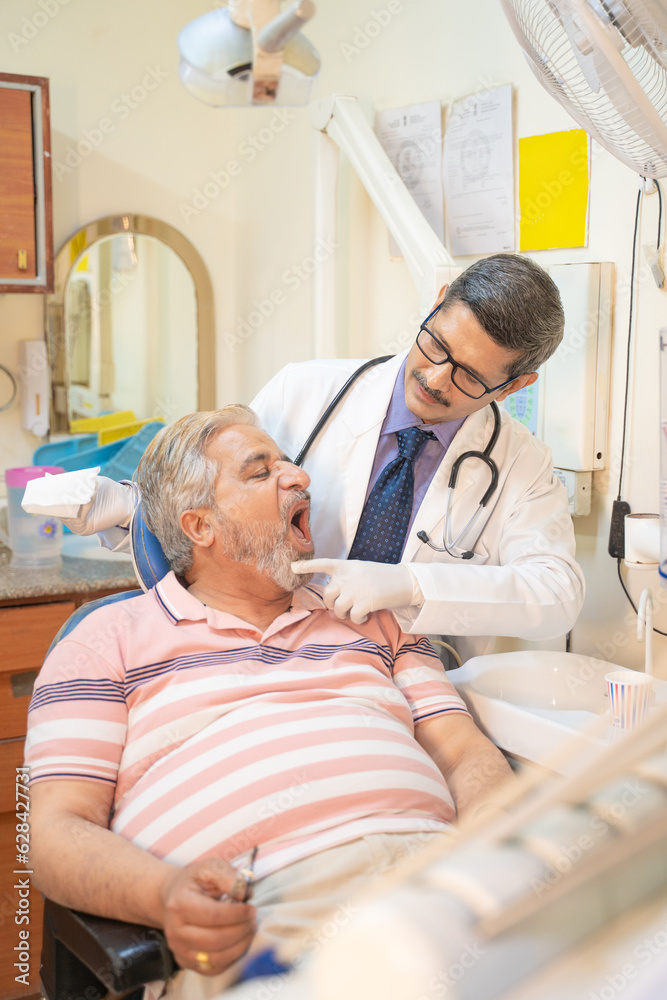 Dentist Checking patient teeth at hospital. Dentist Checking patient teeth at hospital.