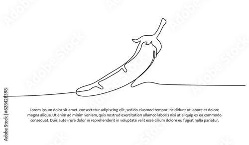Chilli one continuous line design. Vegetable symbol design concept. Decorative elements drawn on a white background.