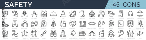 Fotografija Set of 45 outline icons related to safety