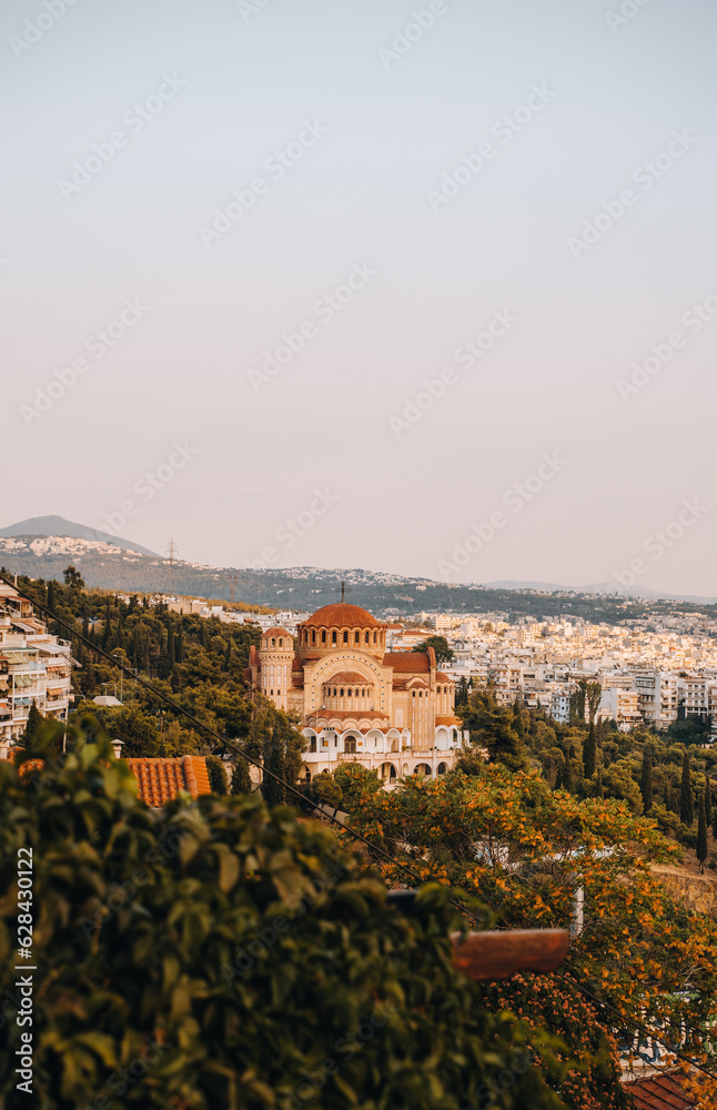 Panoramic view of Saint Paul Orthodox Church in Thessaloniki, Greece