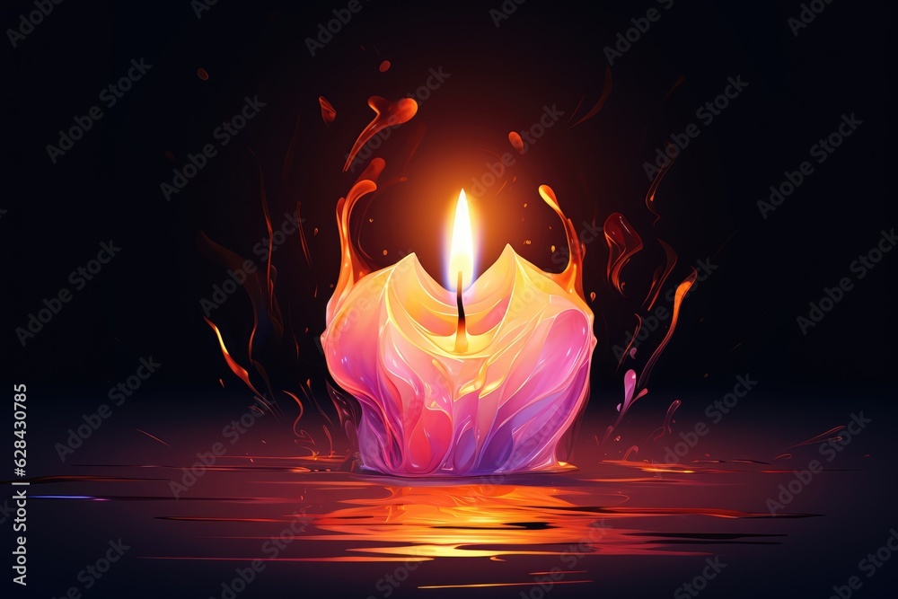 Illustration of a  candle burning brightly