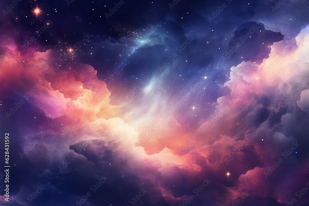 Space galaxy fantastic scenes with nebula, science abstract background.