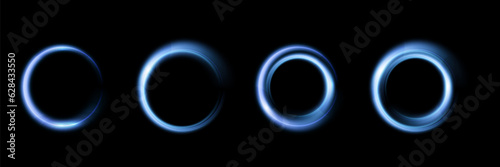 Neon magic circle.Futuristic light circle for background.Light frame.Vector.Magic portal